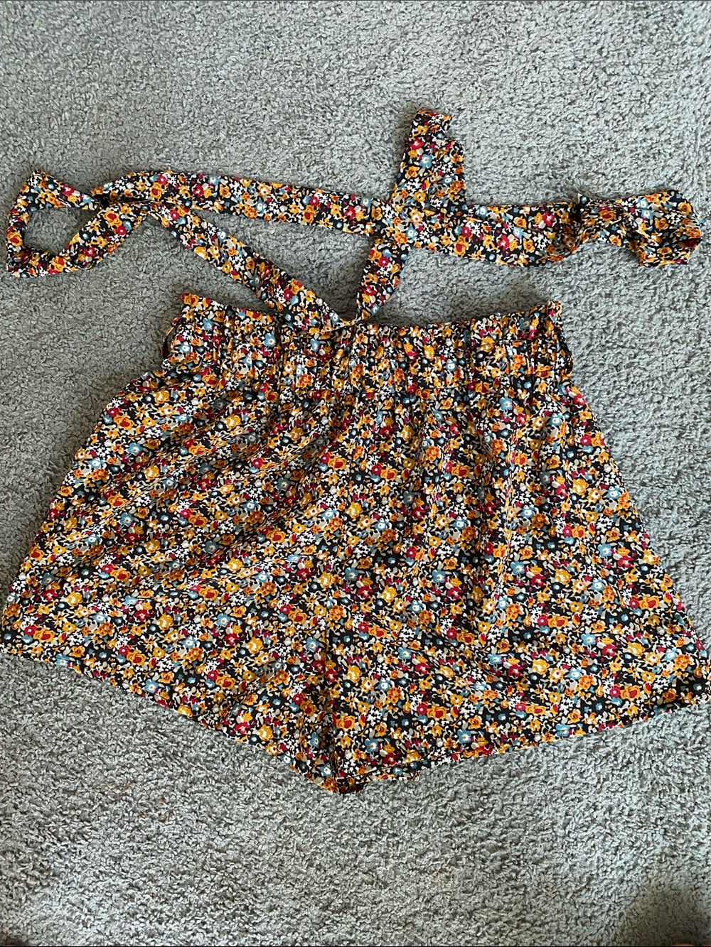 Floral Elastic-Waist Shorts with Tie - Yellow Multi Floral